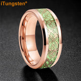Celtic Dragon Luminous Glow 6/8mm Tungsten Carbide Comfort Fit Rings for Men Women