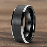 Matte Finish Beveled Edge Black Gold 4/6/8/10/12mm Tungsten Carbide Rings