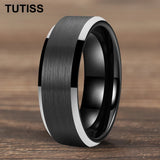 Matte Finish Beveled Edge Black Gold 4/6/8/10/12mm Tungsten Carbide Rings