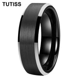 Matte Finish Beveled Edge Black Gold 4/6/8/10/12mm Tungsten Carbide Rings