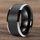 Matte Finish Beveled Edge Black Gold 4/6/8/10/12mm Tungsten Carbide Rings