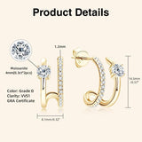 NEW Moissanite Diamonds Piercing Stud Earrings Silver Double Side Hoop Illusion Earrings for Women Fine Jewellery - The Jewellery Supermarket