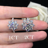18K White Gold Plated 925 Sterling Silver 2 Carat Sunflower Moissanite Diamonds Engagement Weddings Rings For Women