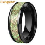 Celtic Dragon Luminous Glow 6/8mm Tungsten Carbide Comfort Fit Rings for Men Women