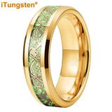 Celtic Dragon Luminous Glow 6/8mm Tungsten Carbide Comfort Fit Rings for Men Women