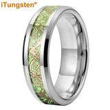 Celtic Dragon Luminous Glow 6/8mm Tungsten Carbide Comfort Fit Rings for Men Women