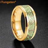 Celtic Dragon Luminous Glow 6/8mm Tungsten Carbide Comfort Fit Rings for Men Women
