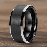 Matte Finish Beveled Edge Black Gold 4/6/8/10/12mm Tungsten Carbide Rings