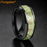 Celtic Dragon Luminous Glow 6/8mm Tungsten Carbide Comfort Fit Rings for Men Women