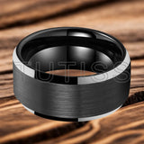 Matte Finish Beveled Edge Black Gold 4/6/8/10/12mm Tungsten Carbide Rings