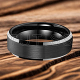 Matte Finish Beveled Edge Black Gold 4/6/8/10/12mm Tungsten Carbide Rings