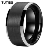 Matte Finish Beveled Edge Black Gold 4/6/8/10/12mm Tungsten Carbide Rings