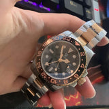 Luxury Brand New Rose Gold Ceramic Bezel Luxury Sapphire Glass Automatic Stainless Steel Men's Mechanical GMT Watch