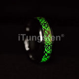 Celtic Dragon Luminous Glow 6/8mm Tungsten Carbide Comfort Fit Rings for Men Women