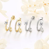 NEW Moissanite Diamonds Piercing Stud Earrings Silver Double Side Hoop Illusion Earrings for Women Fine Jewellery - The Jewellery Supermarket