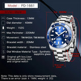 Luxury Design Automatic Mechanical Watch PD1661 Japan NH36 Sapphire Stainless Steel Waterproof Dive Wristwatch