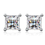 Terrific D Colour Princess Cut 18K WGP Moissanite Diamonds Earrings - Sterling Fine Jewellery for Women - The Jewellery Supermarket