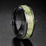 Celtic Dragon Luminous Glow 6/8mm Tungsten Carbide Comfort Fit Rings for Men Women