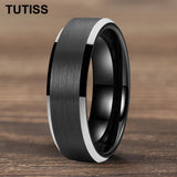 Matte Finish Beveled Edge Black Gold 4/6/8/10/12mm Tungsten Carbide Rings