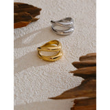 18K Gold Plated Stainless Steel Metal Double Layer Geometric Cast High Quality Ring
