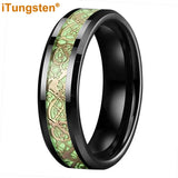 Celtic Dragon Luminous Glow 6/8mm Tungsten Carbide Comfort Fit Rings for Men Women