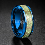 Celtic Dragon Luminous Glow 6/8mm Tungsten Carbide Comfort Fit Rings for Men Women