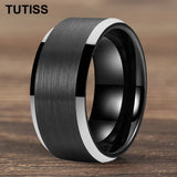 Matte Finish Beveled Edge Black Gold 4/6/8/10/12mm Tungsten Carbide Rings