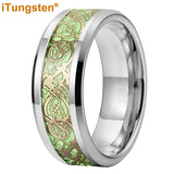 Celtic Dragon Luminous Glow 6/8mm Tungsten Carbide Comfort Fit Rings for Men Women