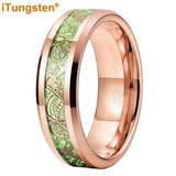 Celtic Dragon Luminous Glow 6/8mm Tungsten Carbide Comfort Fit Rings for Men Women