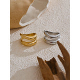 18K Gold Plated Stainless Steel Metal Double Layer Geometric Cast High Quality Ring