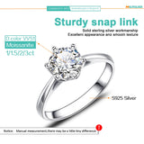 Classic 1/2/3ct VVS1 D Colour Moissanite Diamond Solitaire Rings for Women Silver Engagement Wedding Jewellery