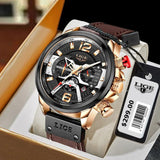 New Arrival Top Brand Leather Chronograph Waterproof Sport Automatic Date Quartz Mens Watches - The Jewellery Supermarket