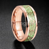 Celtic Dragon Luminous Glow 6/8mm Tungsten Carbide Comfort Fit Rings for Men Women