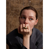 18K Gold Plated Stainless Steel Metal Double Finger Geometric Personality Exaggerated Ring