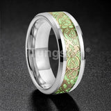 Celtic Dragon Luminous Glow 6/8mm Tungsten Carbide Comfort Fit Rings for Men Women