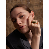 18K Gold Plated Stainless Steel Metal Double Finger Geometric Personality Exaggerated Ring
