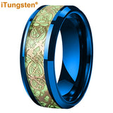 Celtic Dragon Luminous Glow 6/8mm Tungsten Carbide Comfort Fit Rings for Men Women