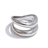 18K Gold Plated Stainless Steel Metal Double Layer Geometric Cast High Quality Ring