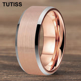 Matte Finish Beveled Edge Black Gold 4/6/8/10/12mm Tungsten Carbide Rings