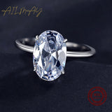 Stunning 3CT Oval Cut AAAA Lab Created Diamond Sterling Silver Engagement Rings