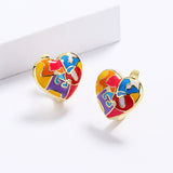 Newest Fashion Handmade Enamel Colourful Heart Shape 925 Silver Earrings