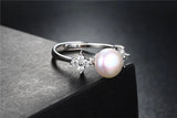 High Quality White,Pink,Purple,Black,Gold Pearls AAA Zircon Diamonds Silver Rings