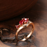 Luxury Red AAA Zircon Crystals 14K Gold Filled Ring Ethnic Vintage Jewellery