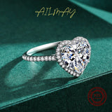 Heart Design Elegant Romantic Sparkling AAAA Lab Created Diamond Silver Rings