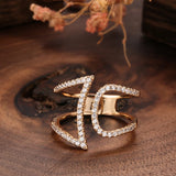 Sensational Fashion14K Filled Rose Gold Geometric Hollow Line AAA Zircon Diamonds Rings - Vintage Style Jewellery