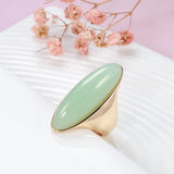 14K Rolled Gold New Minimalism Large Glossy Misty Green Red Blue Crystal Slender Rings