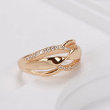 14K Rolled Gold Fashion Twist Double AAA Zircon Diamonds Trendy Rings Fine Jewellery