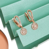 14K Gold Filled AAA Zircon Diamonds Hearts & Arrows Stone  Metal Flower Drop Earrings