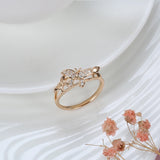 14K Rolled Gold Trendy Micro Inlay AAA Zircon Diamonds Butterfly Design Glossy Ring