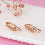 14K Gold Filled Vintage Glossy Hollow Carved Long Drop Unique Fashion Earrings